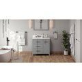 Jeffrey Alexander 36In. Grey Katara Vanity, Left Offset, Calacatta Vienna Quartz Vanity Top, Undrmnt Rctngl Bowl VKITKAT36GRCQR